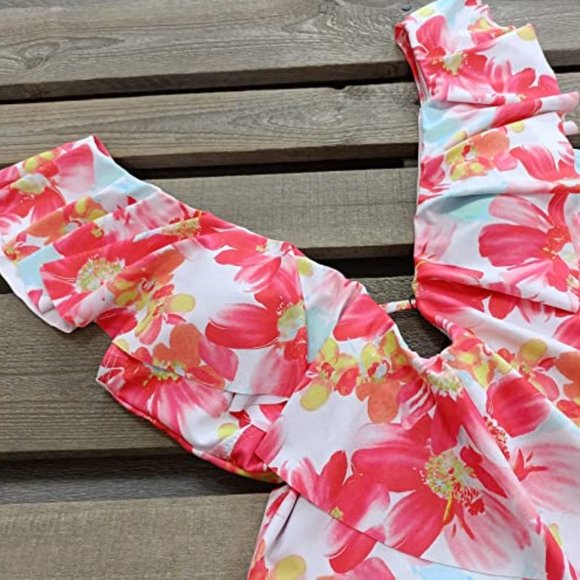 SPORLIKE One Piece V-Neck Ruffle Bathing Suit πΊ NEW WITH TAG! - Picture 4 of 13